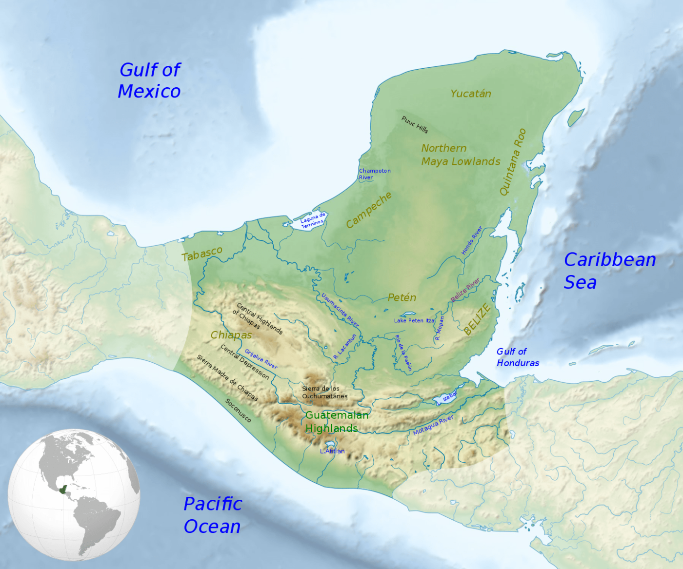 Map of Mesoamerica, Maya Geographical Location