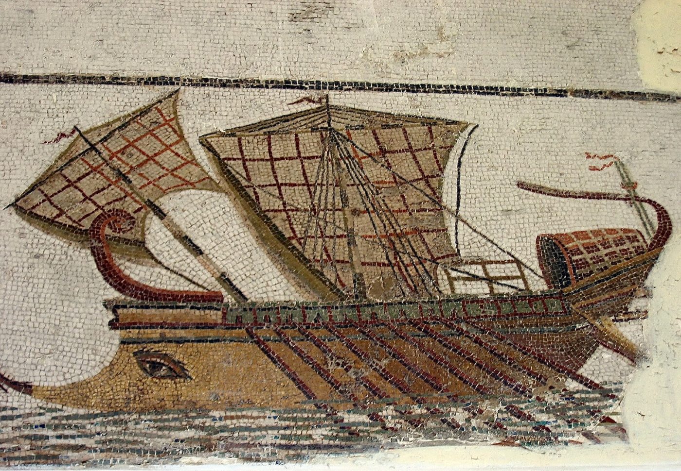 Mosaic of a Roman Trireme, likely from Africa Province.