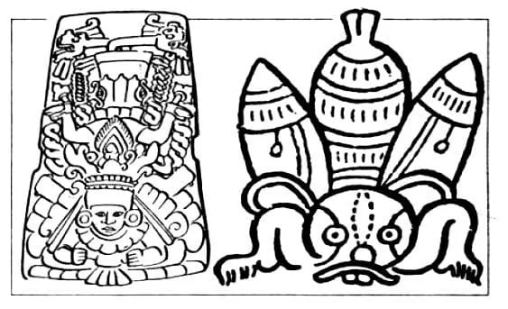 Image of Ah Muzen Cab, Mayan god of bees and honey, Human head with bee body