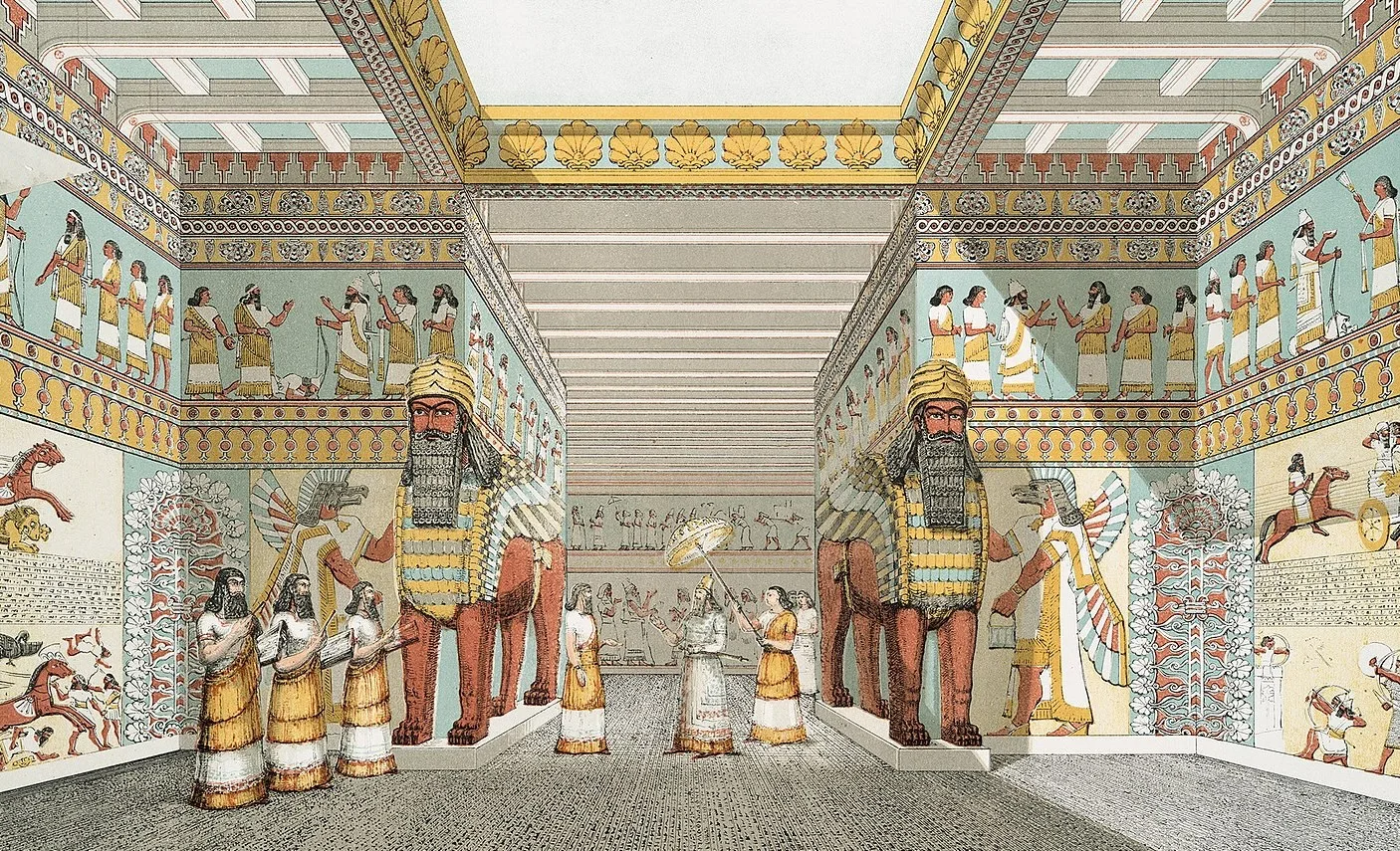 artists impression of hall in assyria