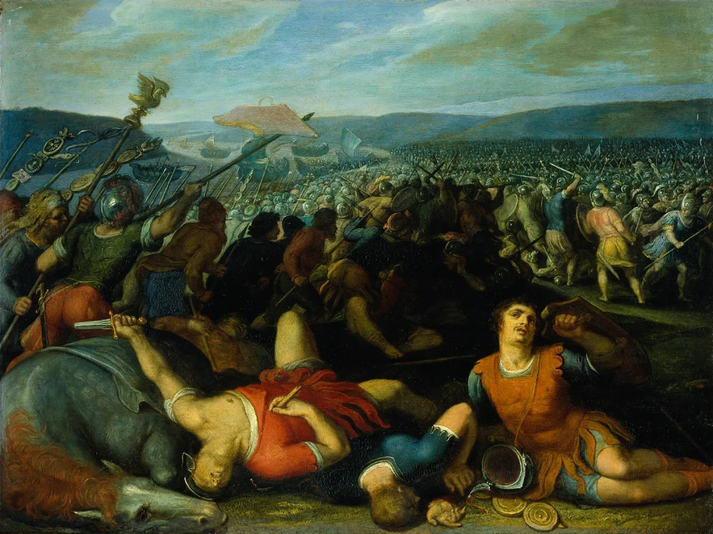 Batavians defeating Romans on the Rhine