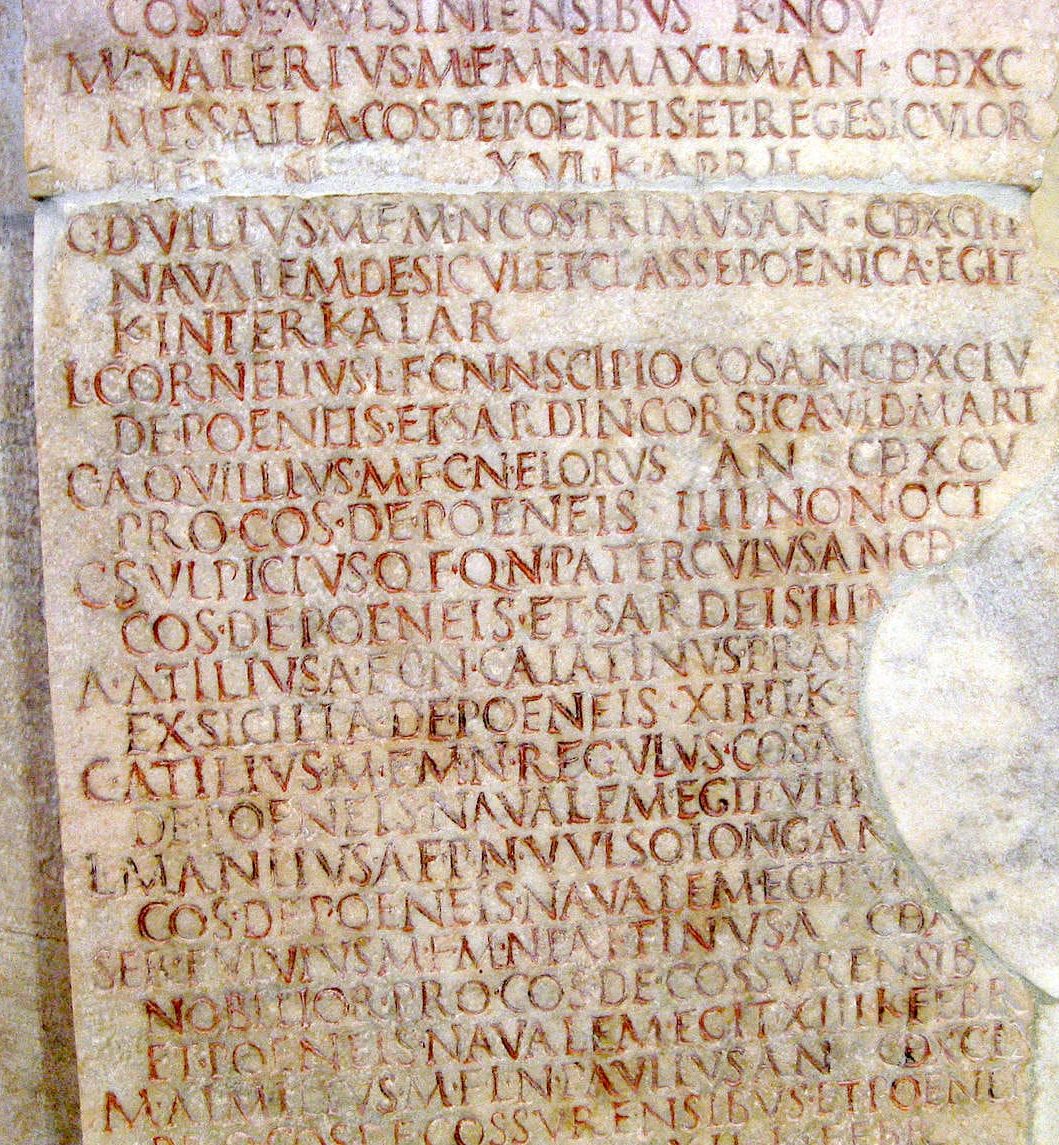 A fragment of the Fasti Triumphales, listing all of the Roman triumphators of the war.