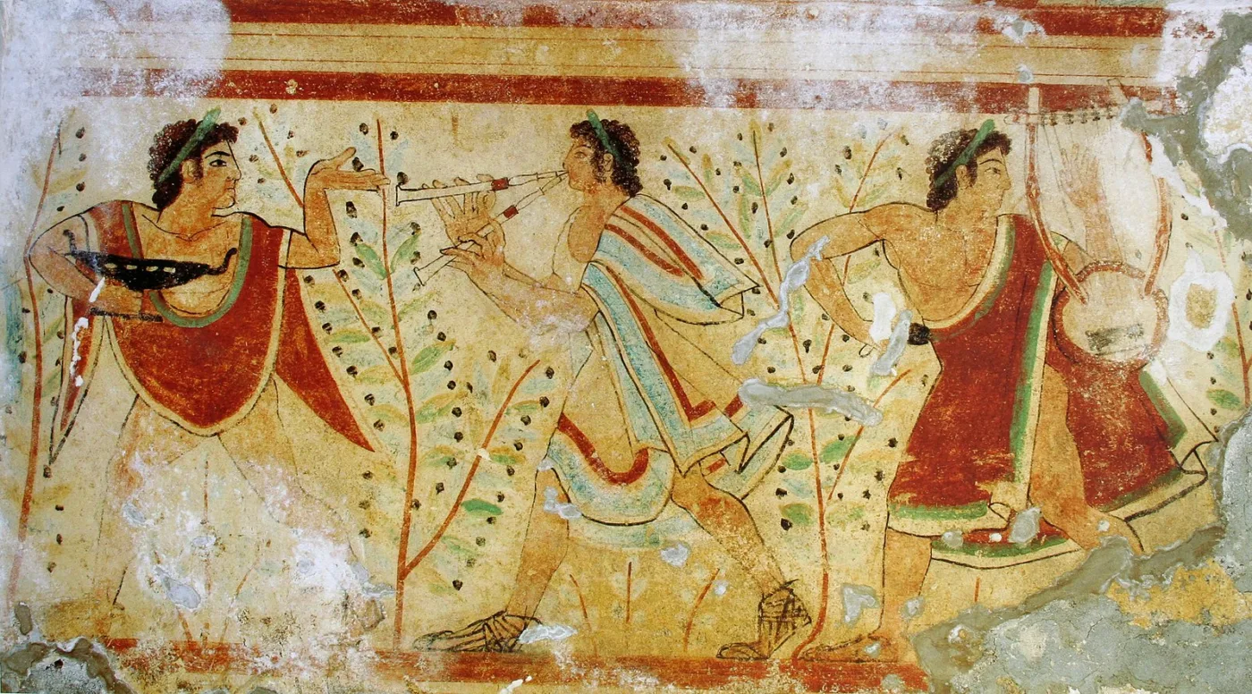 5th century BC fresco of dancers and musicians