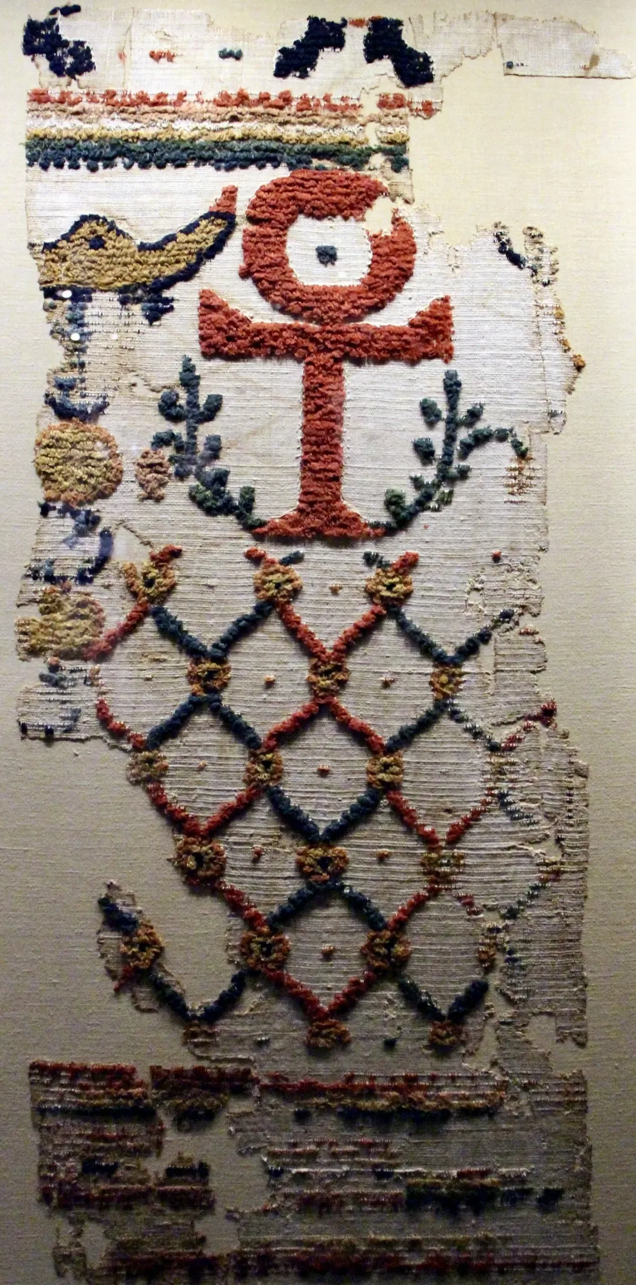 A picture of Roman-era Christian-themed wool-and-linen Egyptian textile