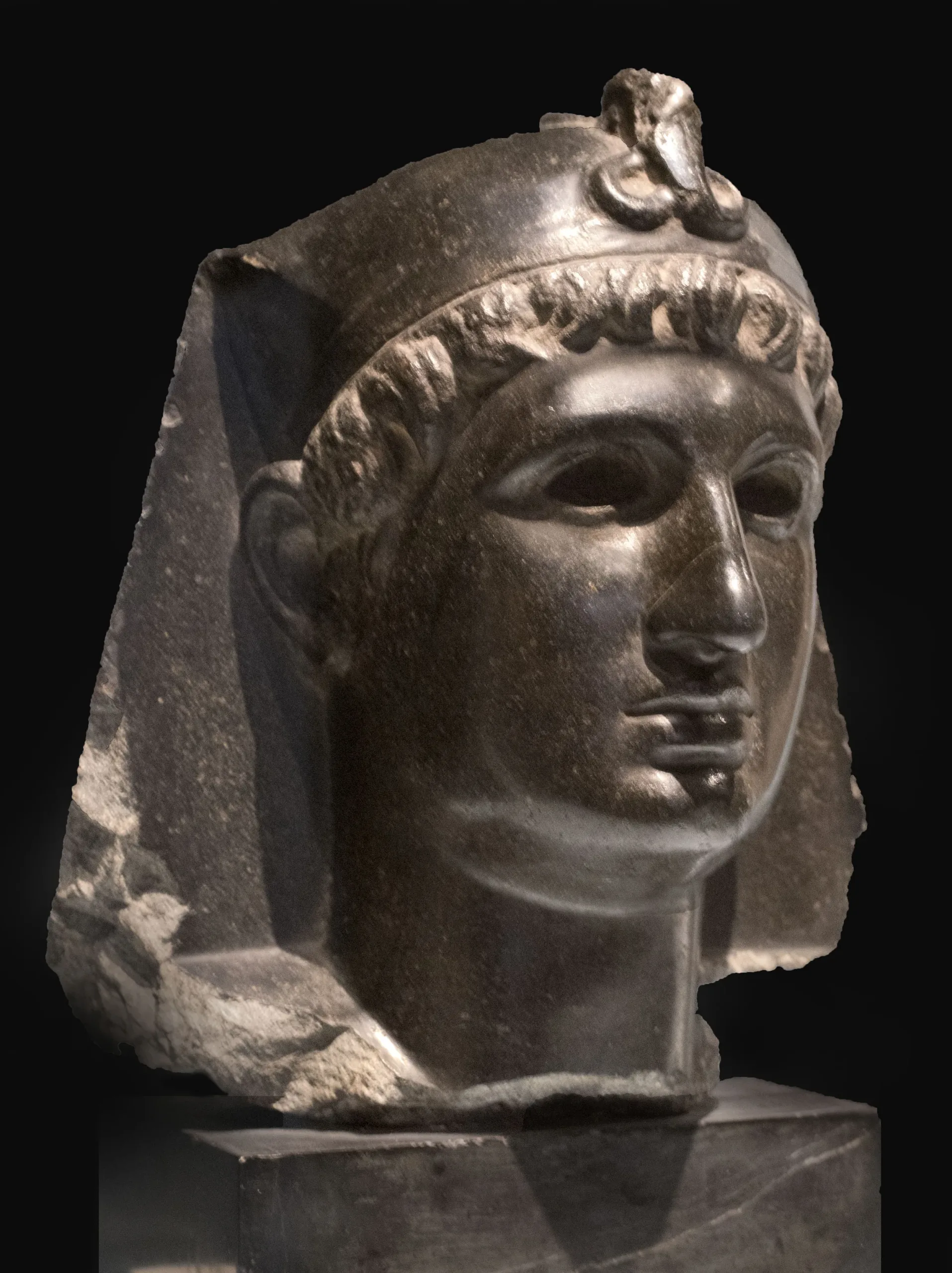 A 1st century AD Roman emperor wearing nemes with a uraeus, as pharaoh