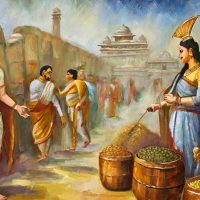 ai generated image of a painting portraing good trade with ancient india