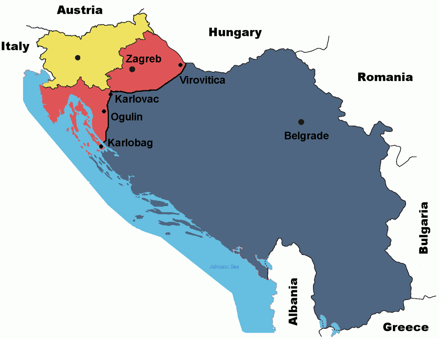 One of the visions of Greater Serbia