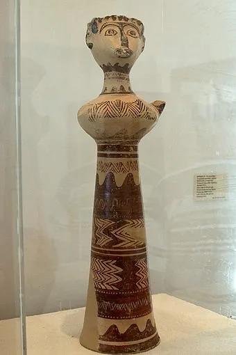 Lady of Phylakopi, wheel-made pottery figurine of a goddess or priestess from the West Shrine in Phylakopi