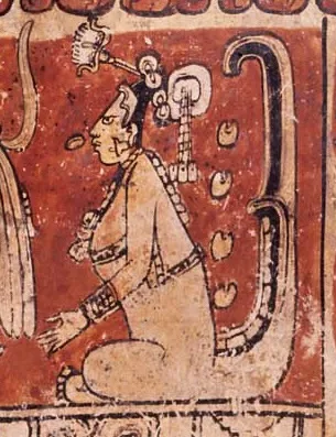 Maya Moon God with a long tail