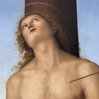 Saint Sebastian tied with arrows in his body