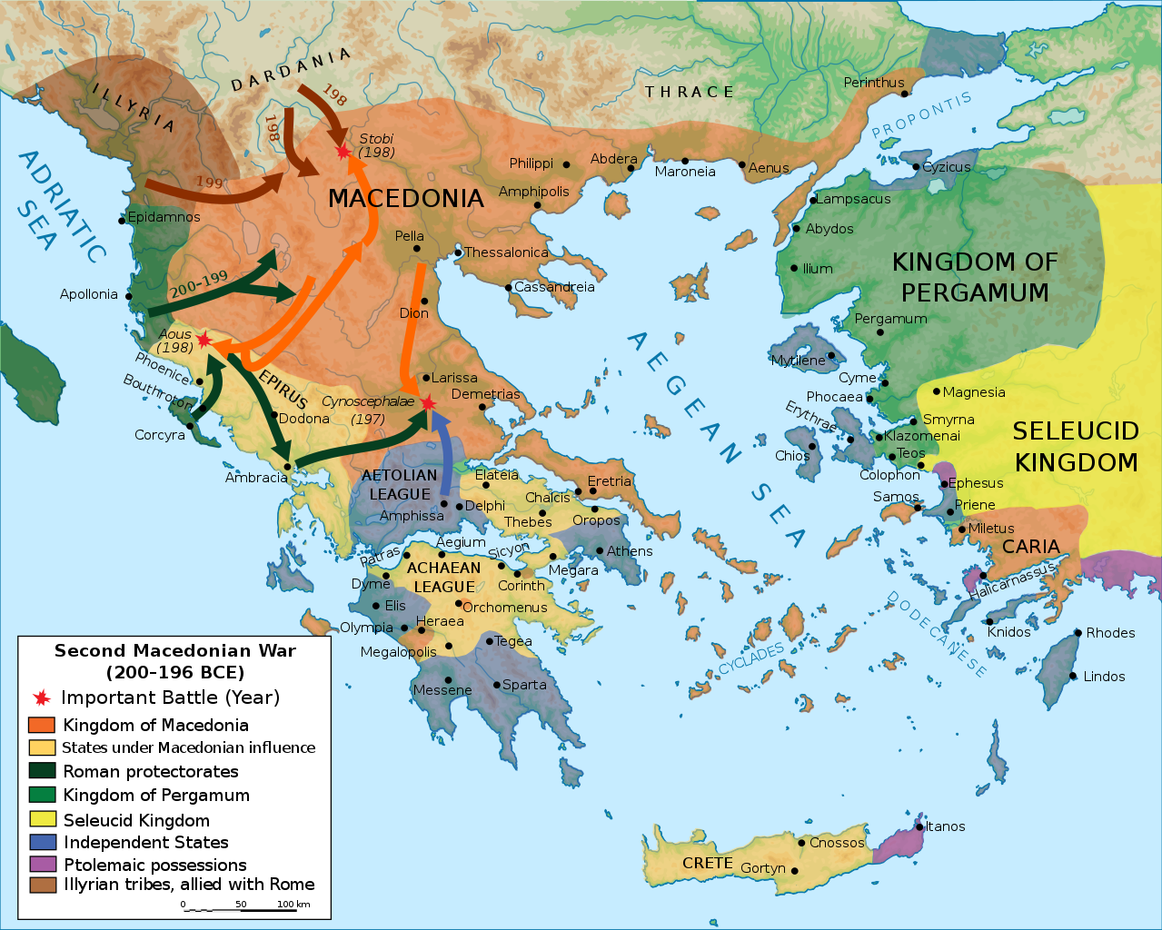 Map illustration of second Roman Macedonian war