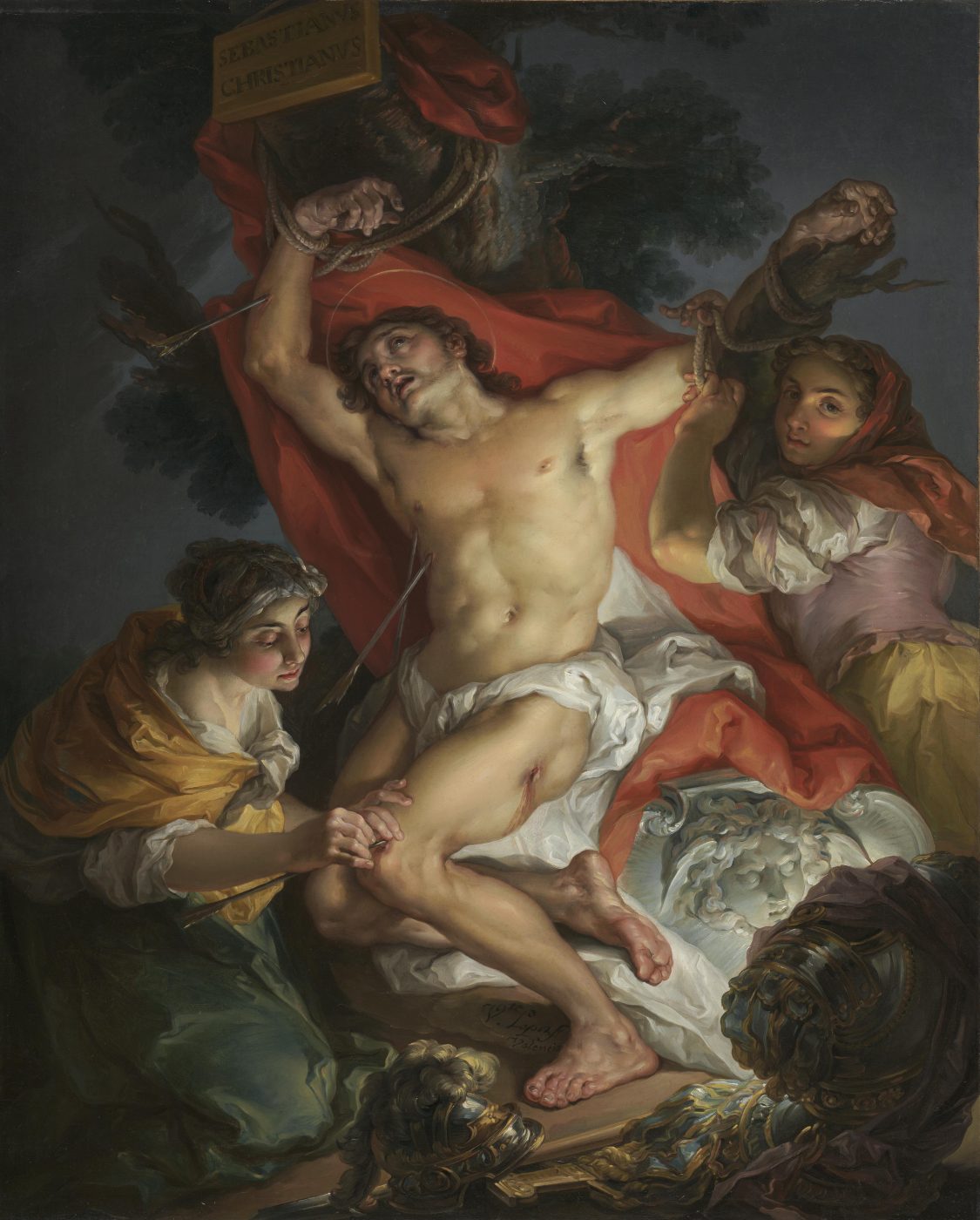 painting of Saint Sebastian being treated by Saint Irene