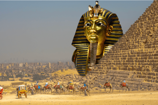 Featured image of article quick guide of ancient egypt, showing Pyramid and Pharaoh