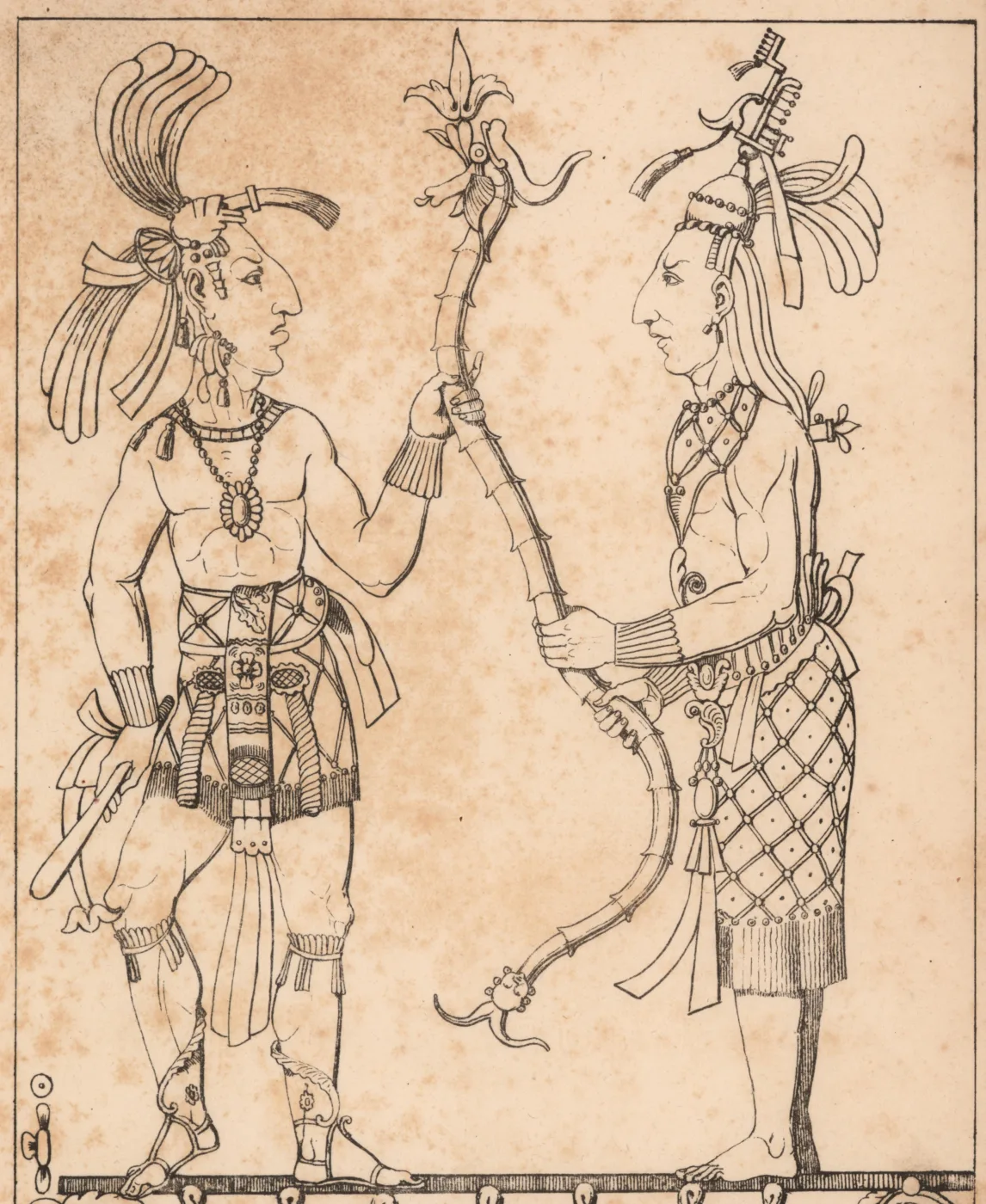 Drawing of Maya Priest and Noble