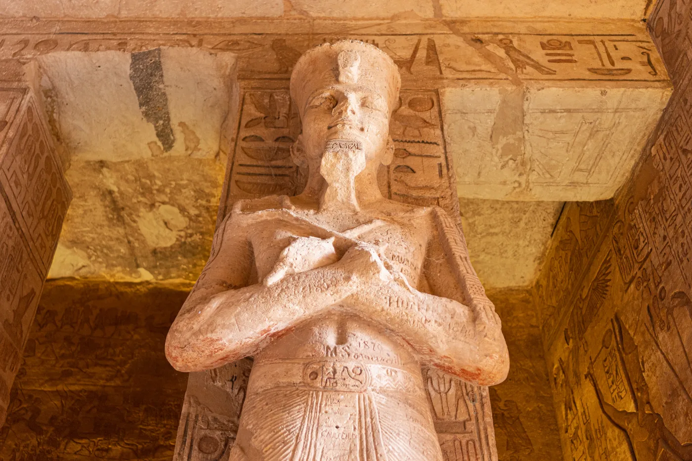 Pharaoh statue in an egyptian temple