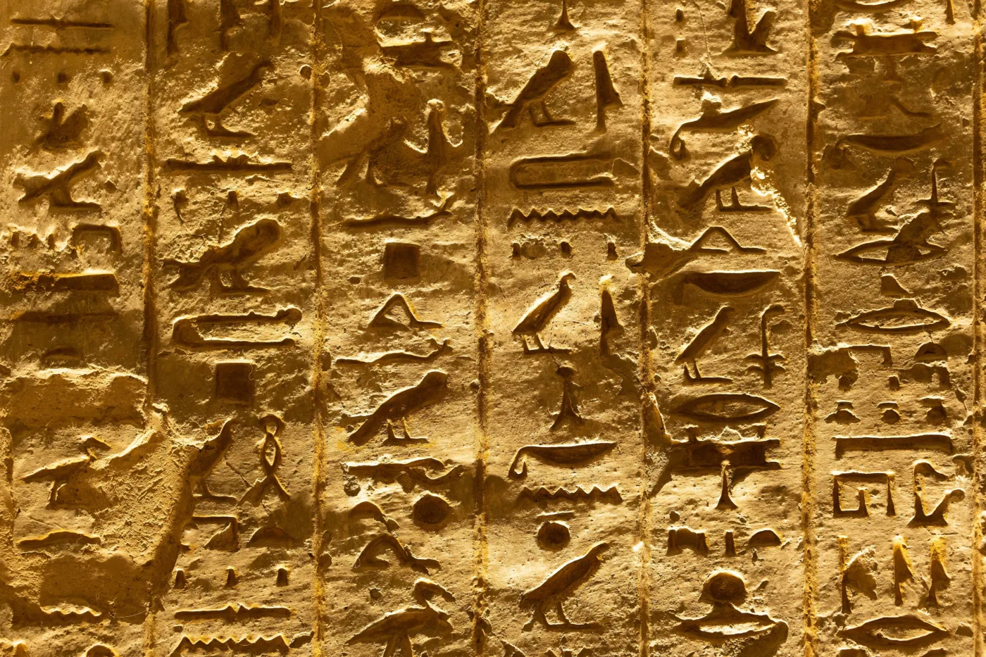 hieroglyphs relief on a tomb in the Valley of the Kings