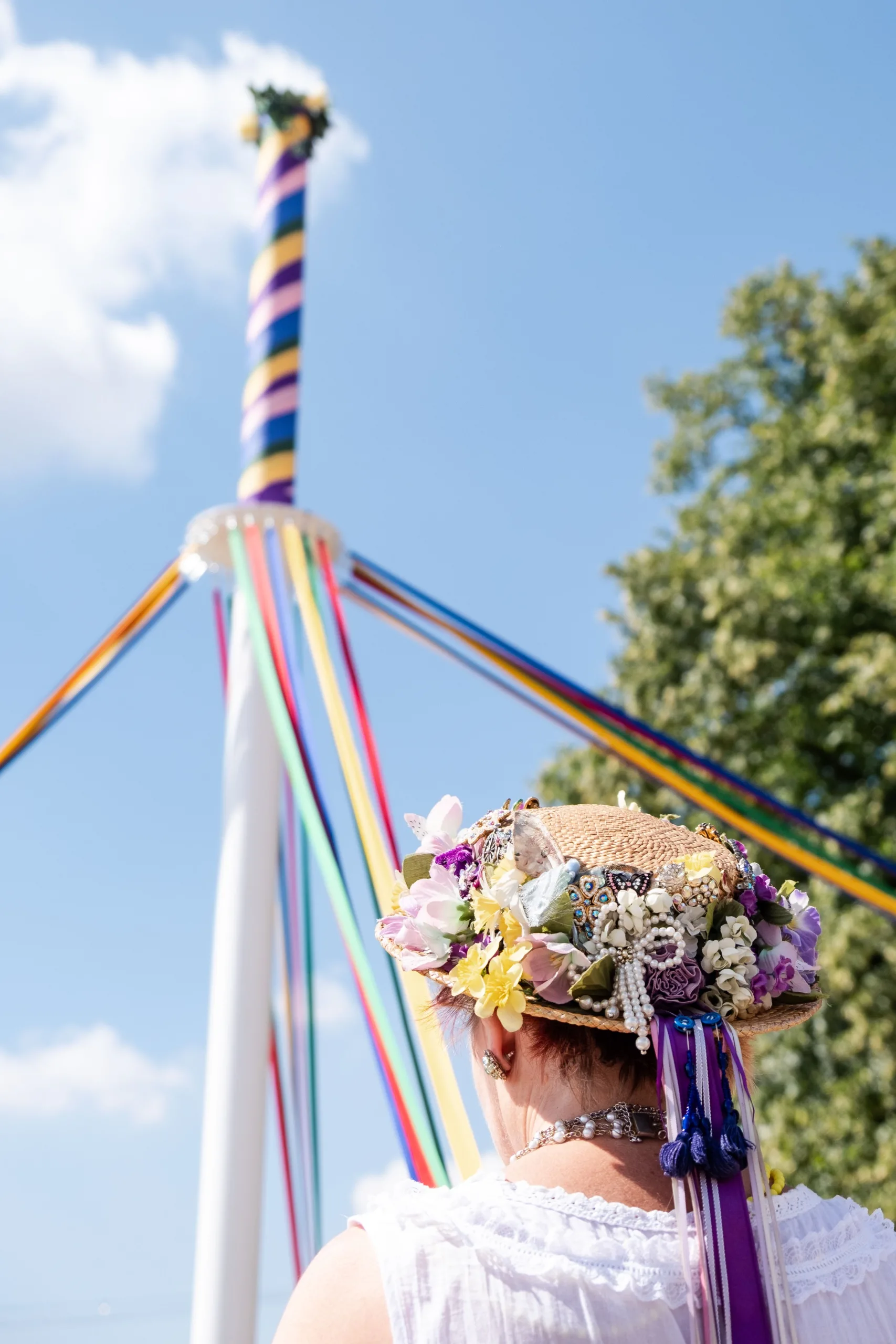 shot of a traditional English Maypole dancer